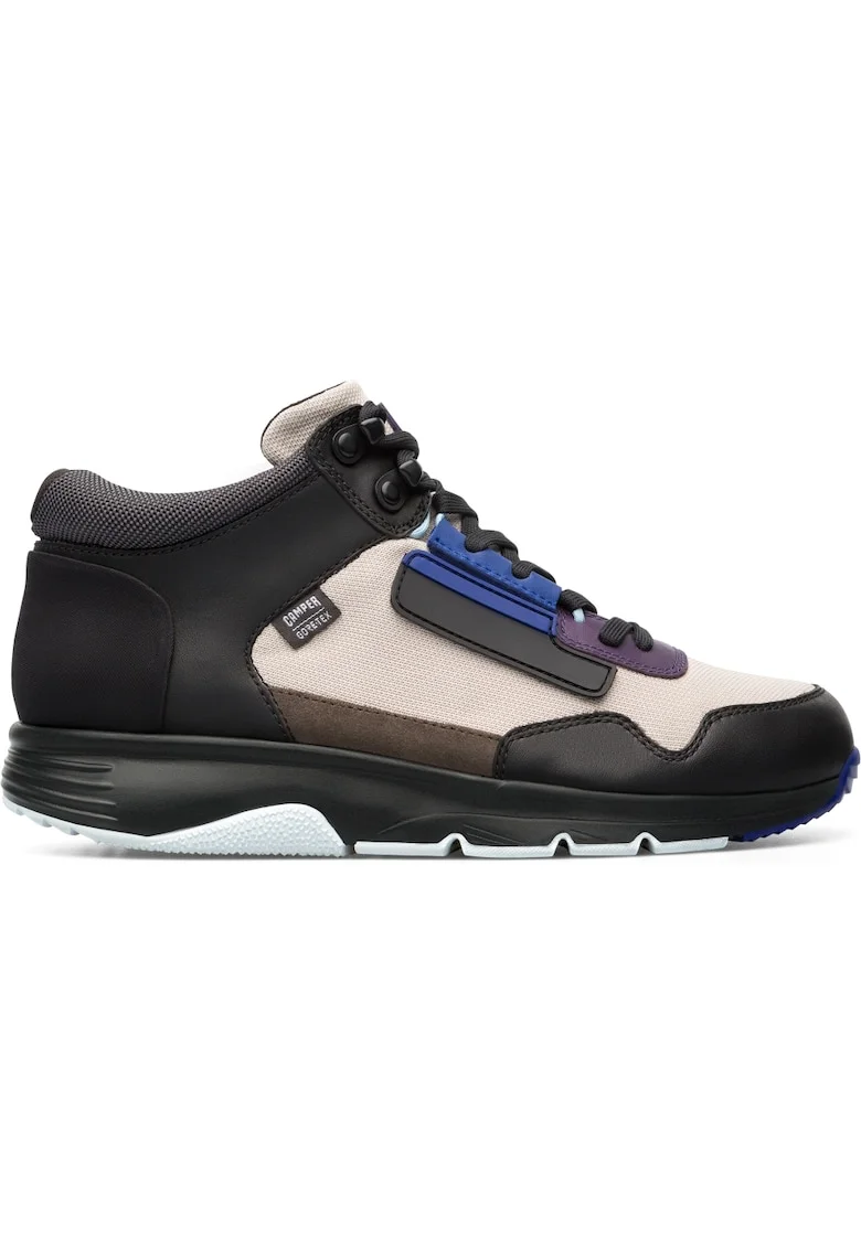 Pantofi sport mid-high cu ganituri de piele Drift 33, Alb/Negru/Violet/Albastru