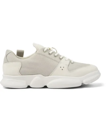 Pantofi sport cu garnituri din piele nabuc Karst 1195, Alb/Gri