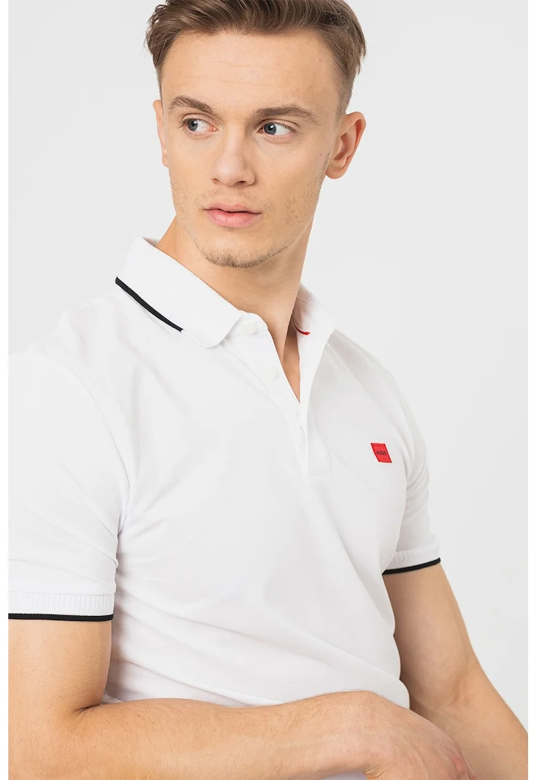Tricou polo slim fit Deresino, Alb/Negru