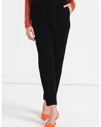 Pantaloni cu croiala conica si talie elastica, Albastru ultramarin
