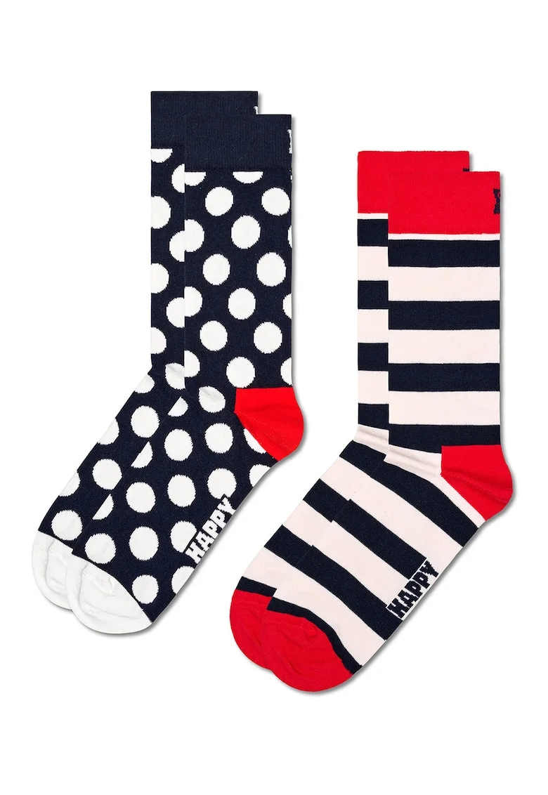 Set de sosete scurte unisex - 2 perechi, Rosu/Alb/Negru
