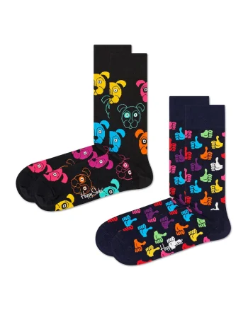 Set de sosete lungi unisex - 2 perechi, Negru/Galben/Portocaliu