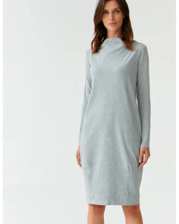 Rochie dreapta cu decolteu barcuta Awerika, Gri