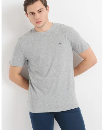 Tricou din bumbac Shield, Gri melange