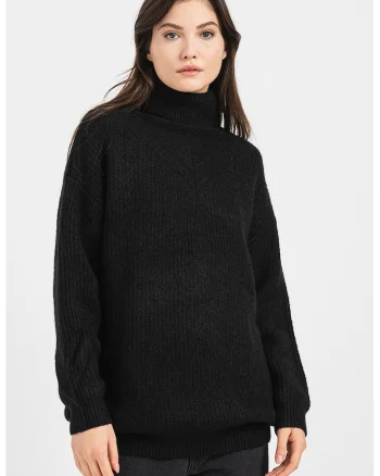 Pulover lejer cu guler inalt, Negru