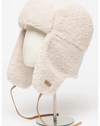 Palarie ushanka de blana sintetica Lucerne, Alb murdar
