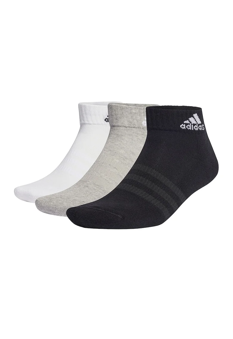 Set de sosete scurte unisex - 6 perechi, Alb/Negru/Gri melange