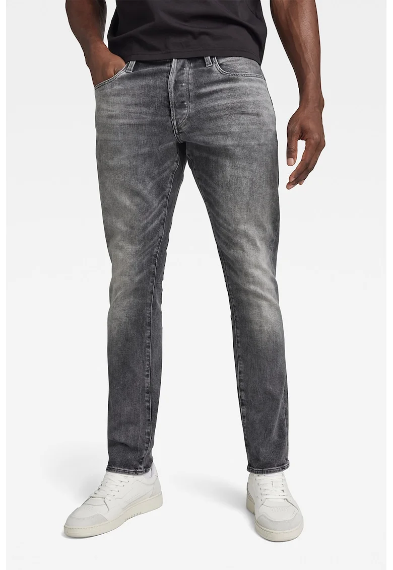 Blugi regular fit conici 3301, Gri inchis