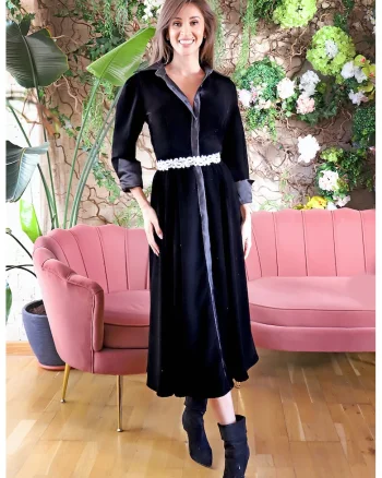 Rochie cu nasturi Onix, Negru