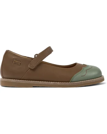 Balerini Mary Jane din piele Savina Twins 8515, Verde/Maro