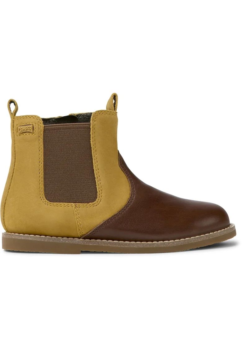 Ghete Chelsea din piele nabuc si piele Savina 8551, Maro