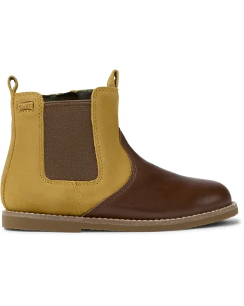 Ghete Chelsea din piele nabuc si piele Savina 8551, Maro