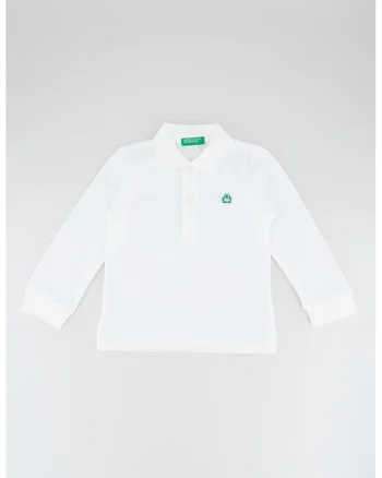 Bluza polo din pique de bumbac organic, Alb optic