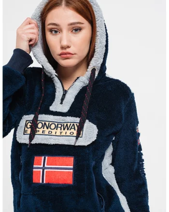 Hanorac din fleece Gymclass, Gri deschis/Bleumarin