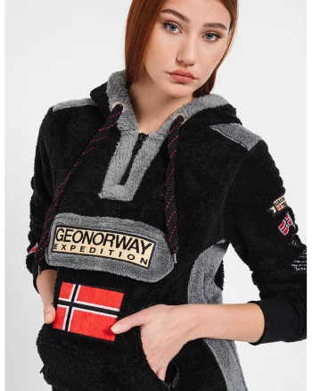 Hanorac din fleece Gymclass, Negru