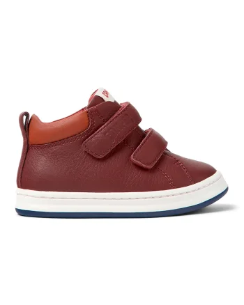 Pantofi sport din piele cu inchidere velcro, Visiniu