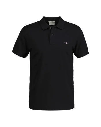 Tricou polo slim fit Shield, Negru