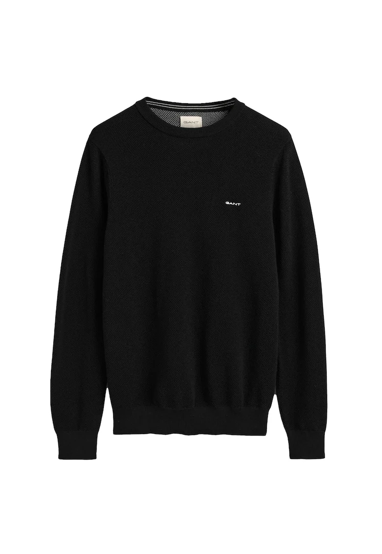 Bluza de trening din bumbac cu decolteu la baza gatului, Negru