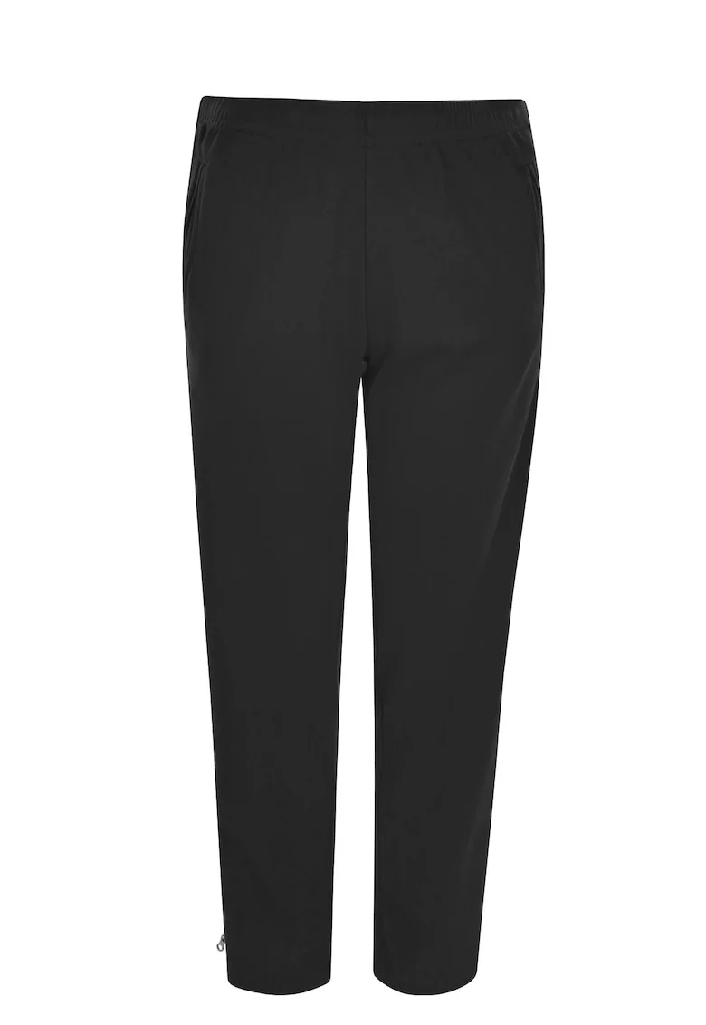 Pantaloni din amestec de bumbac cu snur si talie medie, Negru