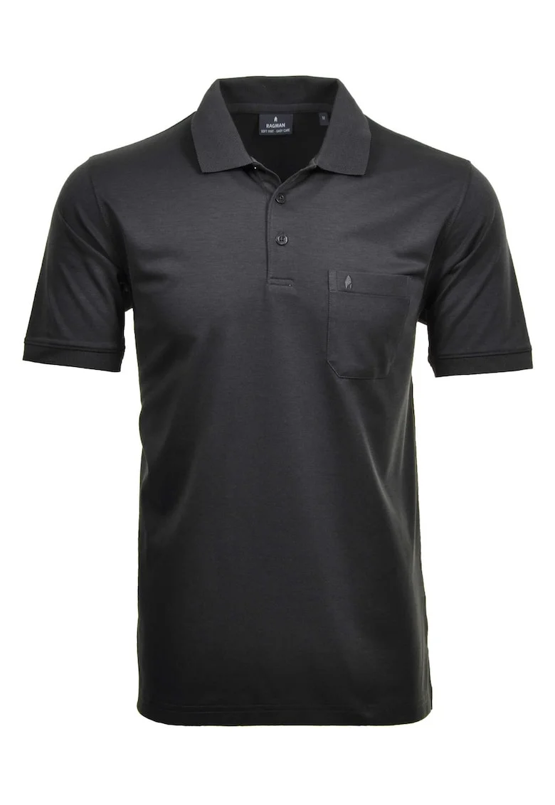 Tricou polo cu buzunar pe piept, Gri inchis