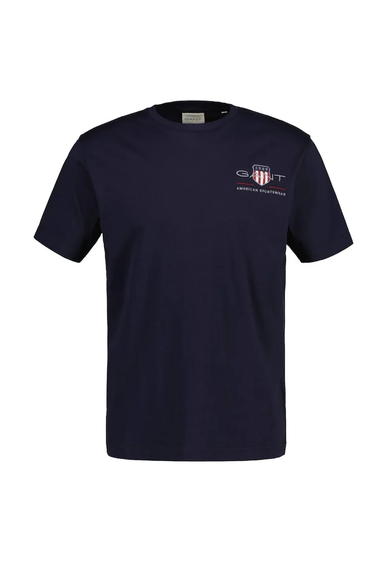 Tricou regular fit cu decolteu la baza gatului Archive, Albastru