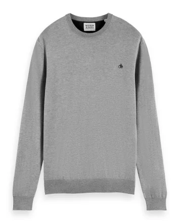 Pulover tricotat fin cu decolteu la baza gatului Essentials, Gri
