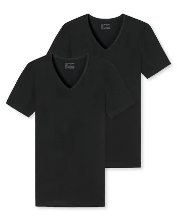 Set de tricouri cu decolteu in V - 2 piese, Negru