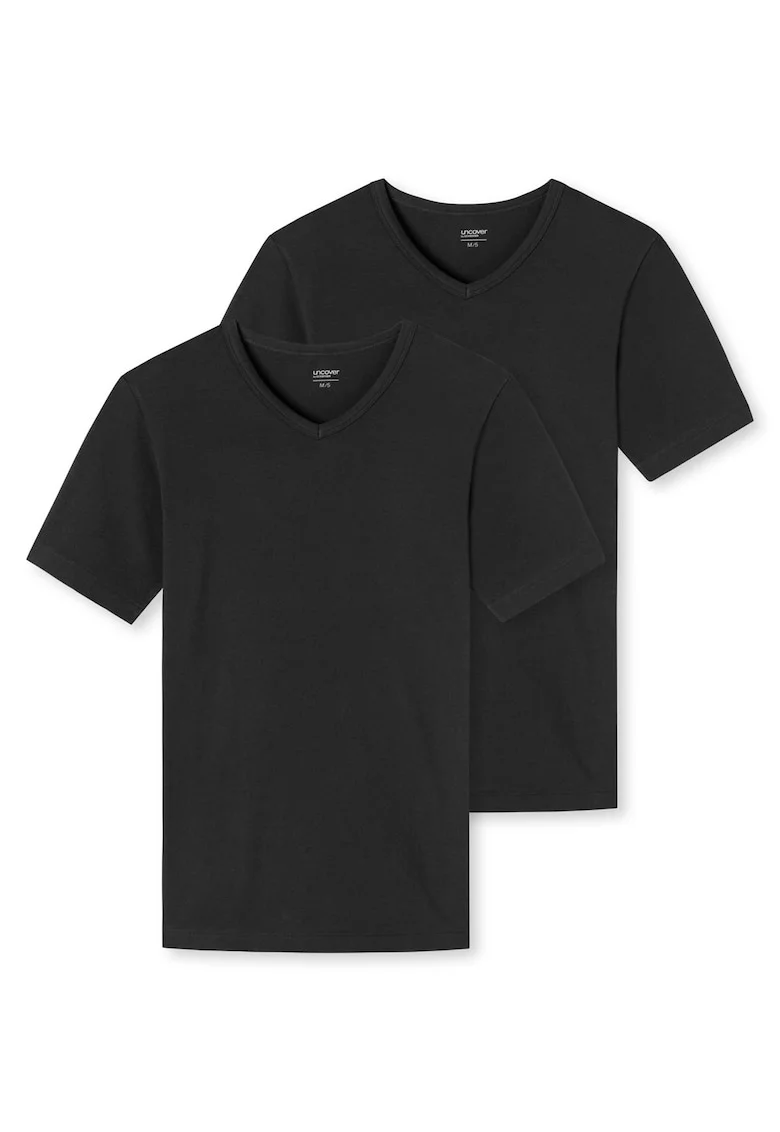 Set de tricouri cu decolteu in V - 2 piese, Negru