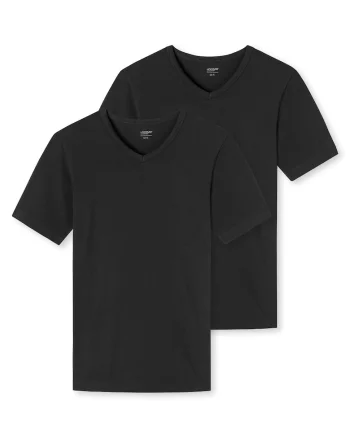 Set de tricouri cu decolteu in V - 2 piese, Negru