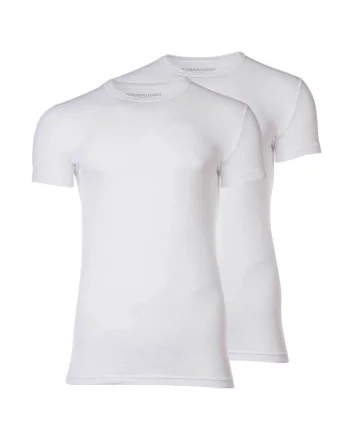 Set de tricouri cu decolteu rotund - 2 piese, Alb