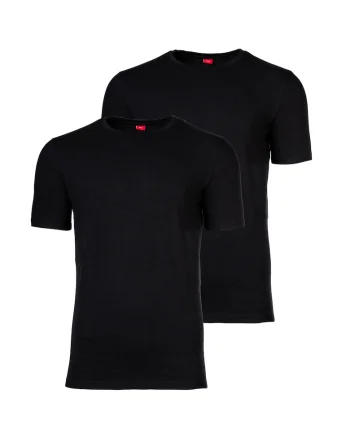 Set de tricouri cu decolteu la baza gatului - 2 piese, Negru