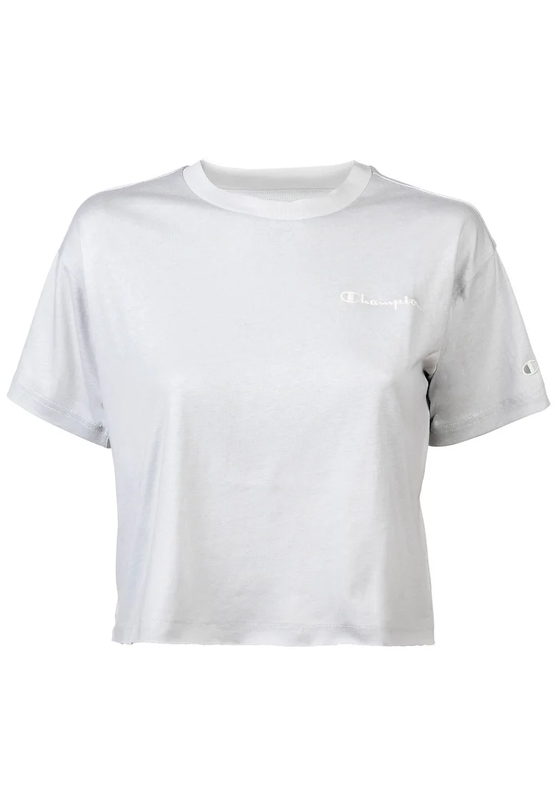Tricou crop cu decolteu la baza gatului, Gri