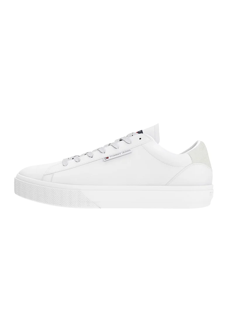 Pantofi sport de piele cu detalii de piele ecologica, Alb