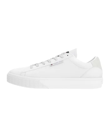 Pantofi sport de piele cu detalii de piele ecologica, Alb