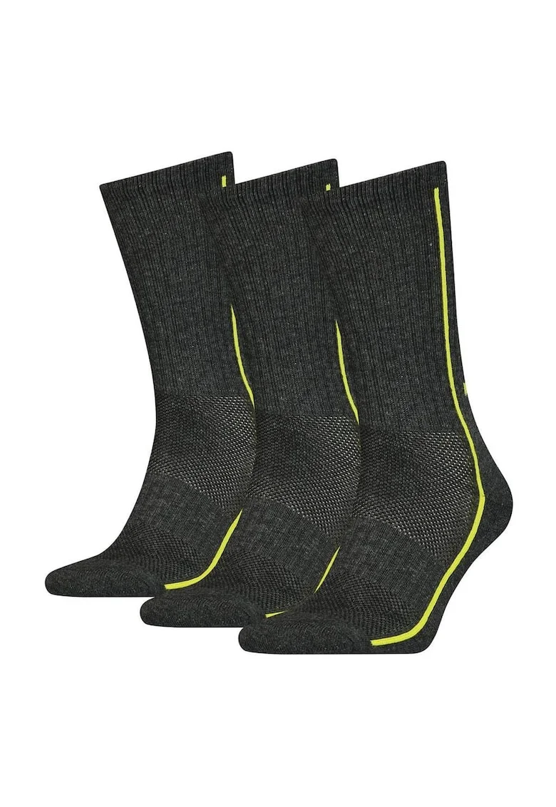 Set de sosete unisex, lungi striate - 3 perechi, Gri inchis