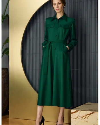 Roche-camasa midi cu buzunare laterale, Verde