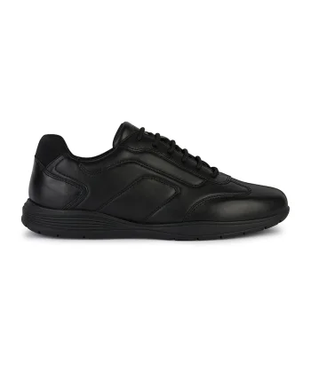 Pantofi sport low-cut din piele cu segmente din material sintetic, Negru