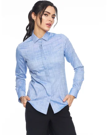 Camasa slim fit cu terminatie rotunjita, Albastru lavanda