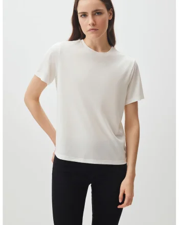 Tricou cu decolteu la baza gatului Tiziano, Alb murdar
