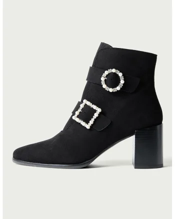 Botine din piele intoarsa Daphne, Negru