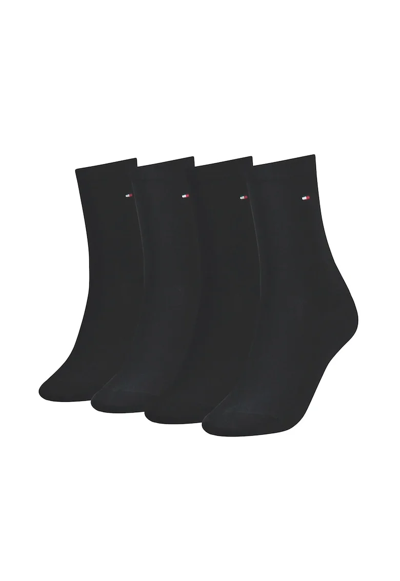 Set de sosete lungi cu monograma discreta - 4 perechi, Negru
