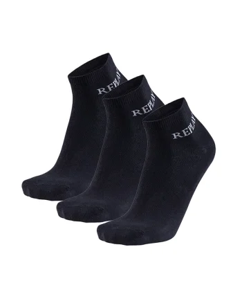 Set de sosete unisex scurte cu logo - 3 perechi, Negru