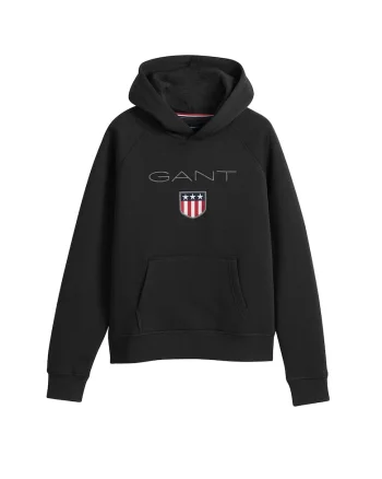 Hanorac cu logo brodat, Negru