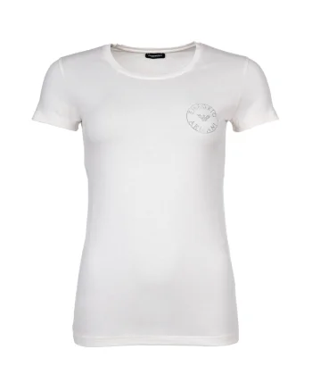 Tricou cu decolteu rotund si strasuri Essential, Crem