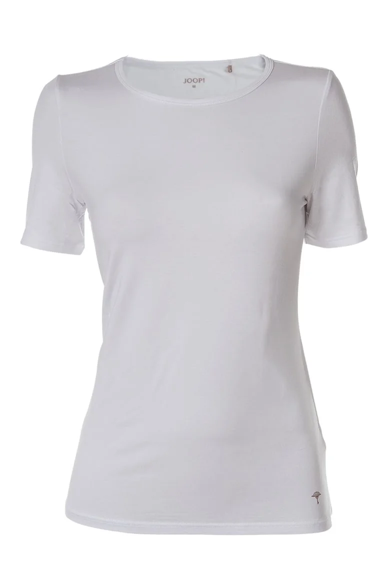 Tricou de casa din amestec de modal cu decolteu rotund, Alb