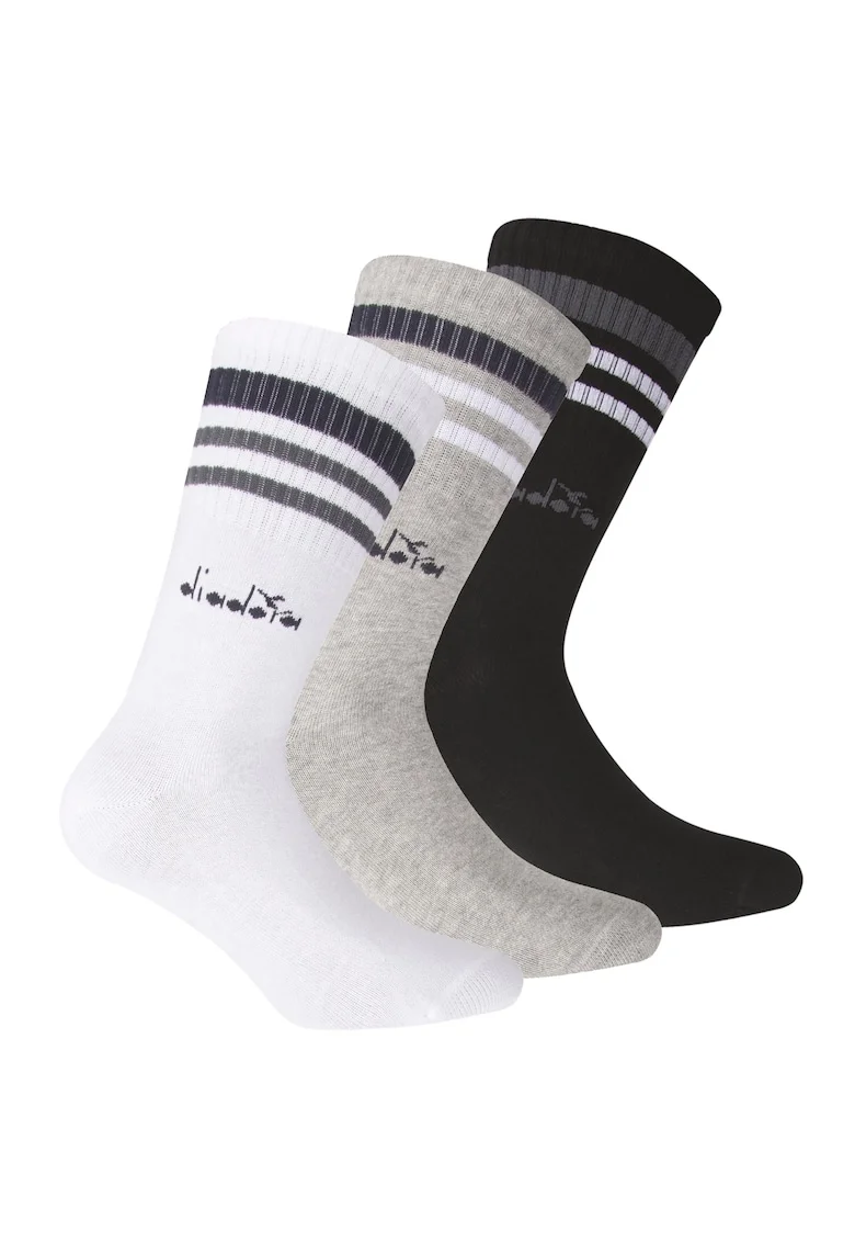 Set de sosete lungi unisex - 3 perechi, Alb/Negru/Gri