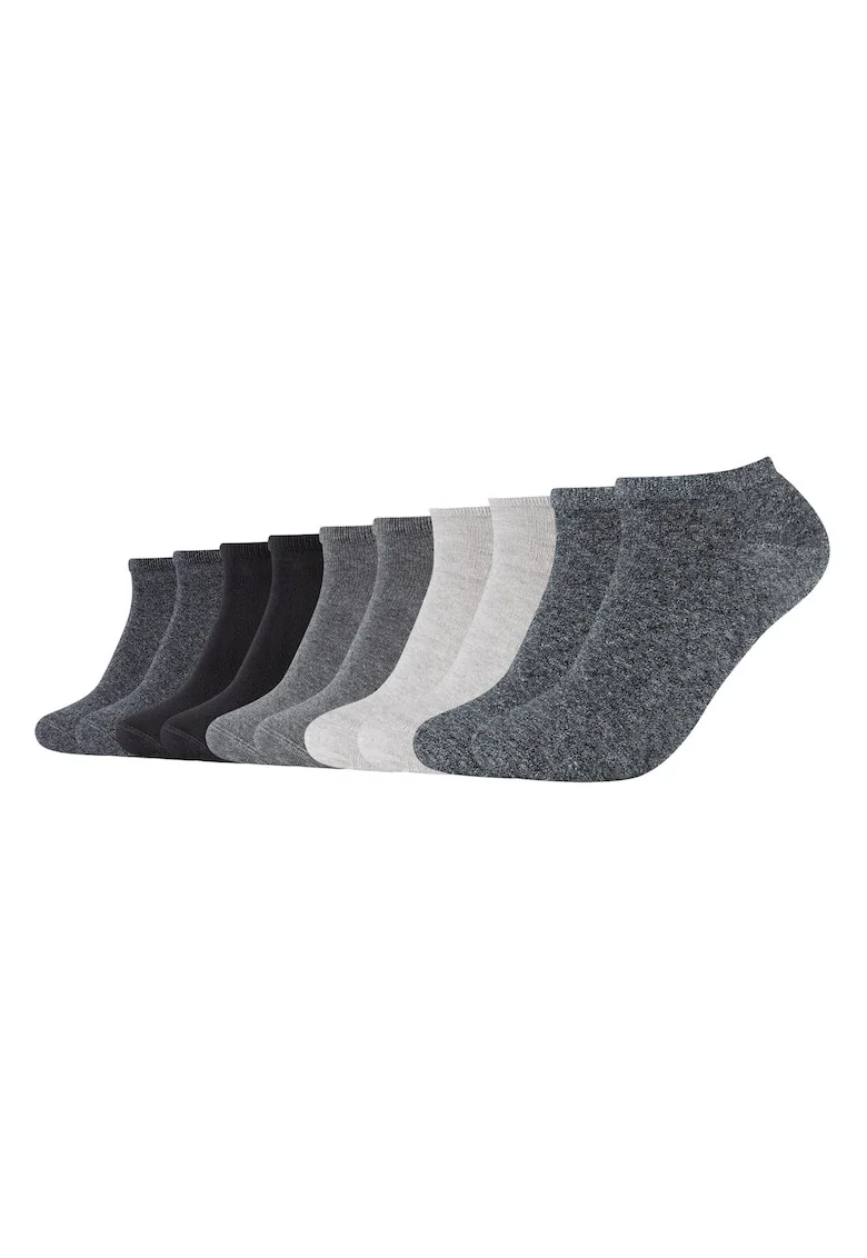 Set de sosete unisex pana la glezna - 10 perechi, Negru/Gri melange