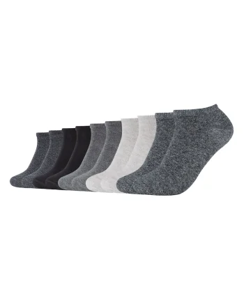 Set de sosete unisex pana la glezna - 10 perechi, Negru/Gri melange