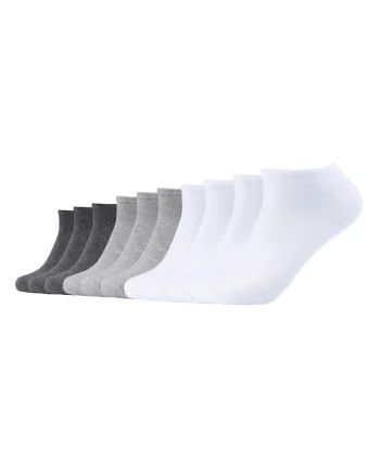 Set de sosete unisex pana la glezna - 10 perechi, Alb/Gri melange
