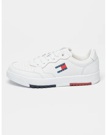 Pantofi sport low-cut de piele, Rosu/Alb optic/Bleumarin